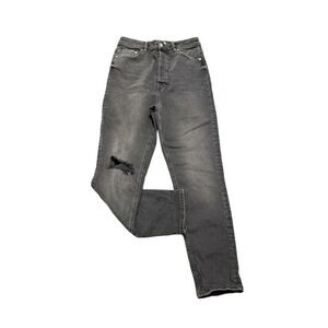 Free People We The Free Zuri Mom Jean Factory Ripped Black High Waist Denim 31